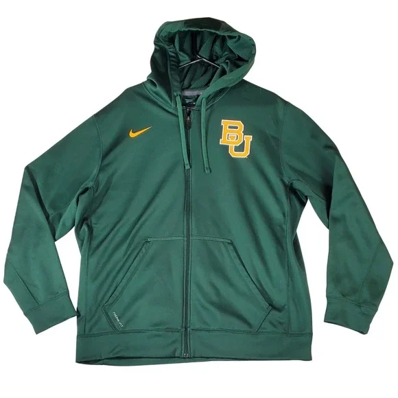 Nike Baylor Bears Therma-FIT Full Zip Hoodie Mens XL Green 27897X-BX1 bu - Picture 2 of 10
